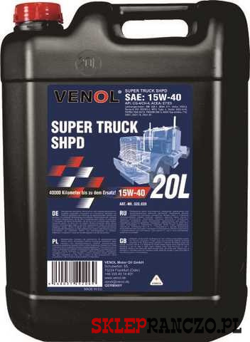 Ranczo OLEJ VENOL SUPER TRUCK SHPD CH4 15W40 20L